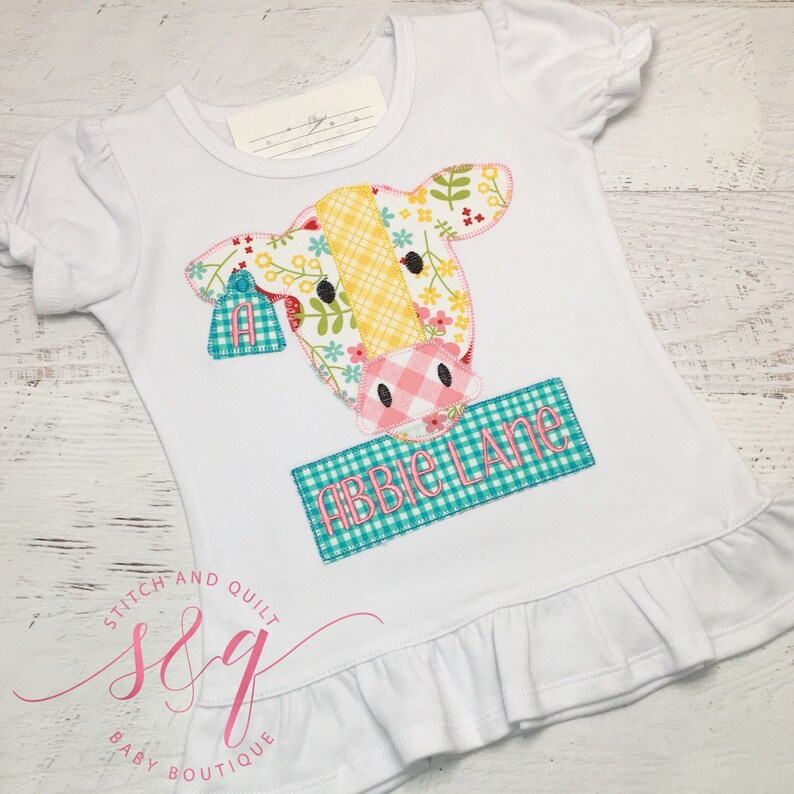 Girl Farm Shirt Cow Girl Shirt Farm Animal Shirt Girl Cow Shirt Cow Birthday Shirt Girls Cow Shirt Floral Cow Shirt