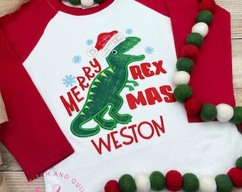 Boys Toddler and Infant Christmas Shirt, Holiday shirt for boys, Christmas shirt for boys, T Rex  Dinosaur Christmas