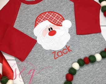 Christmas Santa Raglan Shirt, Toddler Boy Girl Santa Tee,  Baby Santa Claus, Christmas Shirt Kids