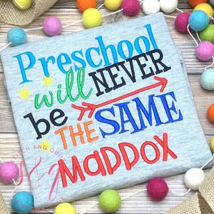 Boys Preschool Shirt with Name, First Day of School Shirt, Back to School Outfit for Toddler or Kid