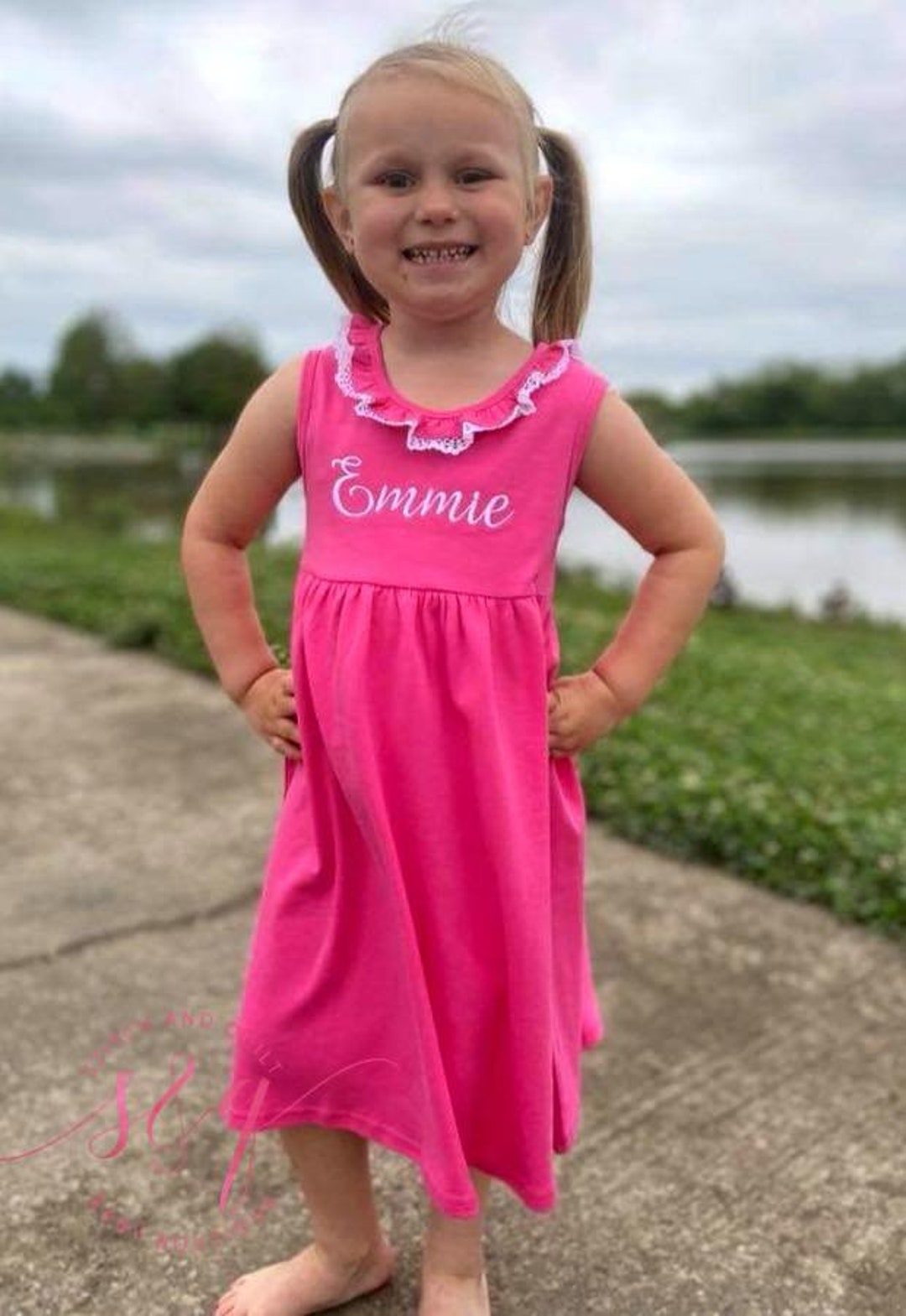 emmie preteen model Girls Sleeveless Dress With Lace, Girls Summer Dress - Etsy