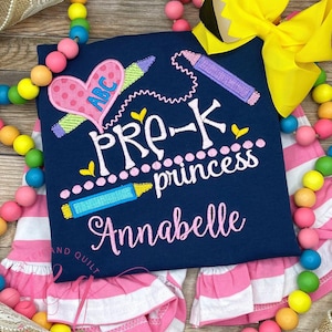 Girls Pre-K Back to School Outfit, First Day of School Outfit for Preschool or Kindergarten, Girls School Shirt for Back to School