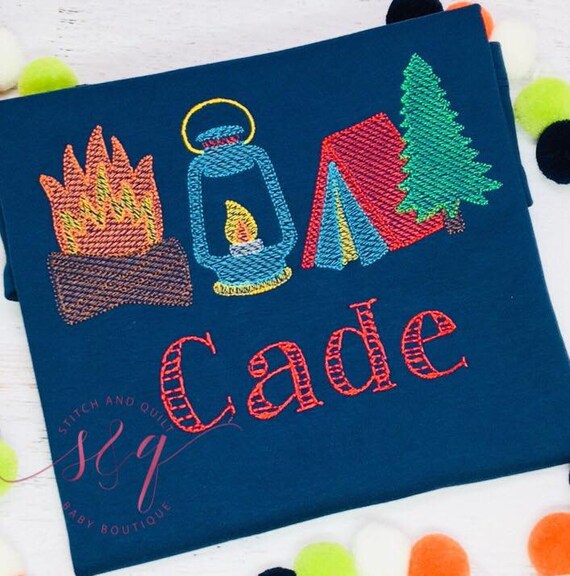 Personalized Camp Embroidered Sketch 