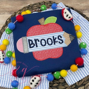 Boys Back to school outfit, Back to school shirt for boys with apple, Personalized back to school set