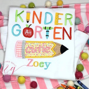 Girls Kindergarten Shirt with Name, Kindergarten Cutie Shirt, Back to School Outfit, Personalized First Day of School Shirt