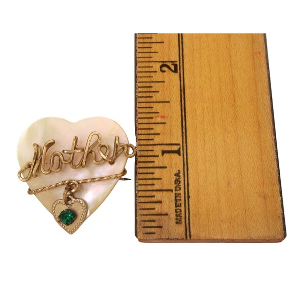 WWII Sweetheart MOTHER Pin Mother of Pearl Heart Brooch With