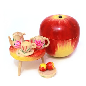 Wooden apple hotsell tea set