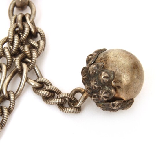 Antique 800 Silver Double Watch Chain with Ball F… - image 5