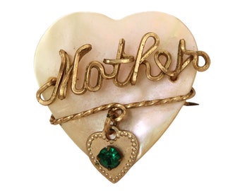 1940's　mother of pearl tulip clip brooch ys31 Vintage 1940'S Mother Of Pearl Tulip Motif Clip Brooch