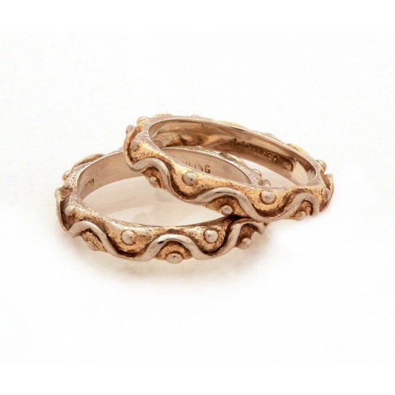 JJ Marco Sterling Stack Rings Gold Washed Stackin… - image 3