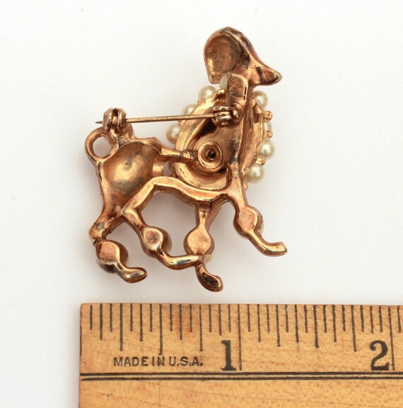 Standard French Poodle Pin, Vintage Rhinestone an… - image 4