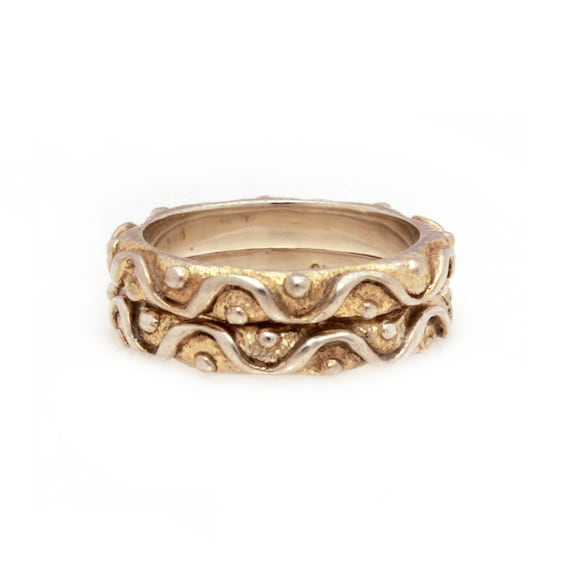 JJ Marco Sterling Stack Rings Gold Washed Stackin… - image 2