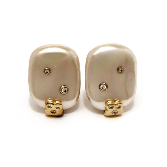 Majorica Faux Pearl Earrings Dotted with Crystals… - image 3