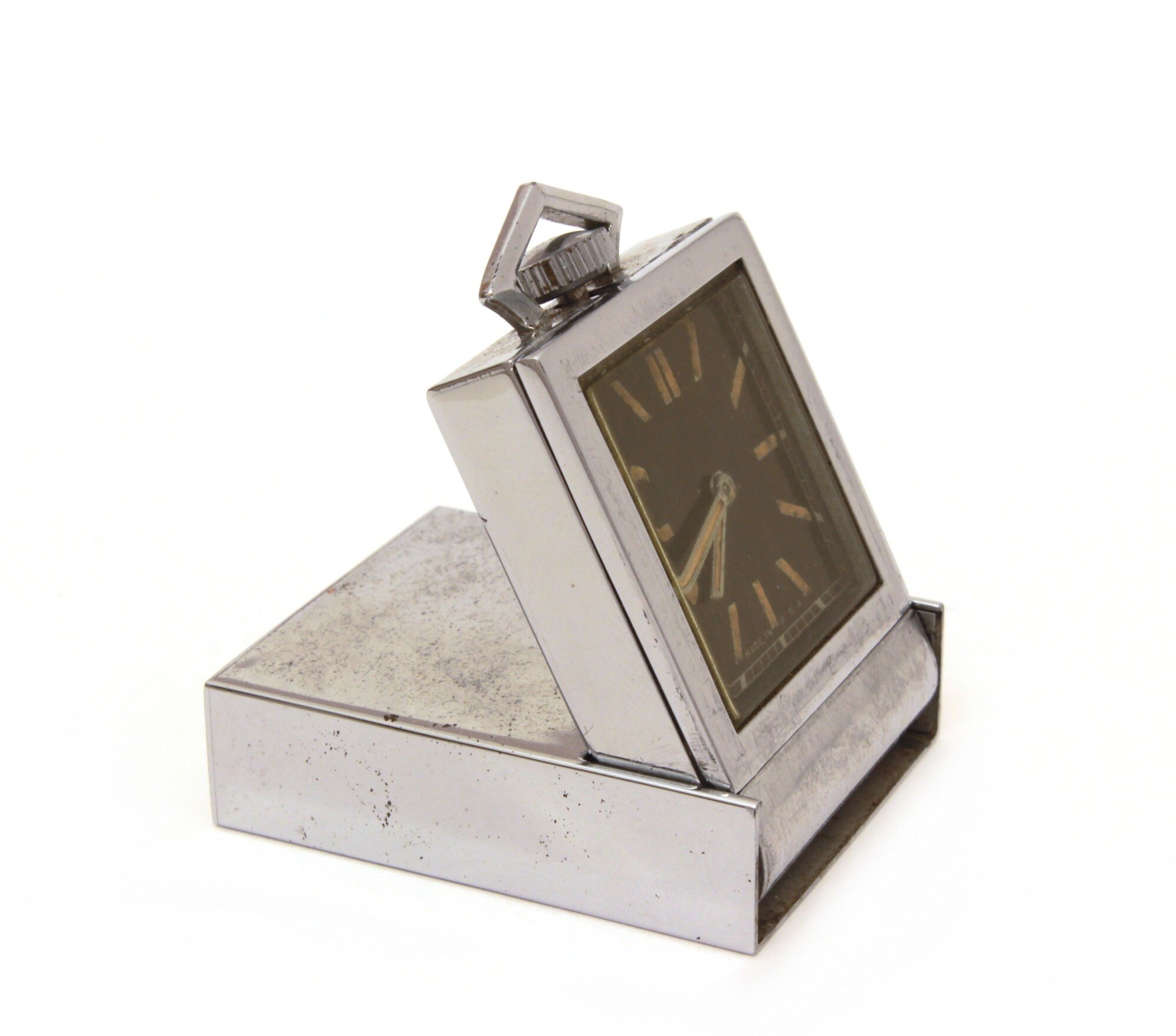 Art Deco Clock Enameled Folding Travel Clock Red and White Etsy