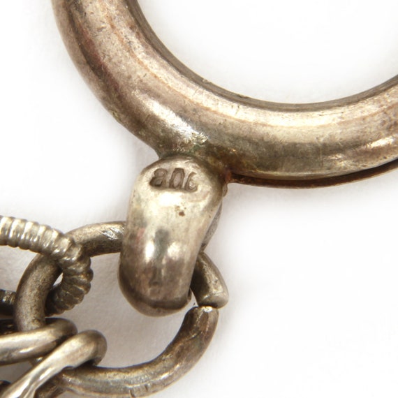 Antique 800 Silver Double Watch Chain with Ball F… - image 6