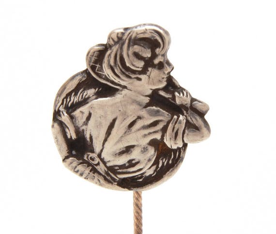 Gibson Girl Sterling Stickpin, Antique Sterling S… - image 1