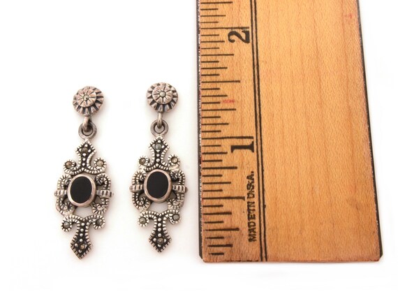 Art Deco Style Sterling Marcasite Earrings, Vinta… - image 5