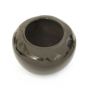 Alfred Aguilar San Ildefonso Pueblo Blackware Pot Inscribed Snake Dragon Wrapped Around Rim Vintage Native American Pottery