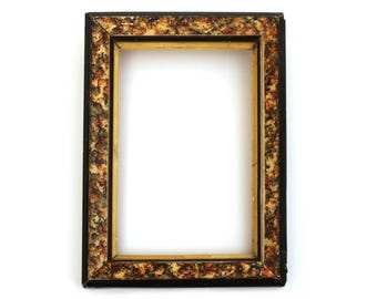Antique Picture Frame Victorian Eastlake Marbled Finish Small Size Portrait or Landscape, No Glass, Gift for Decorator
