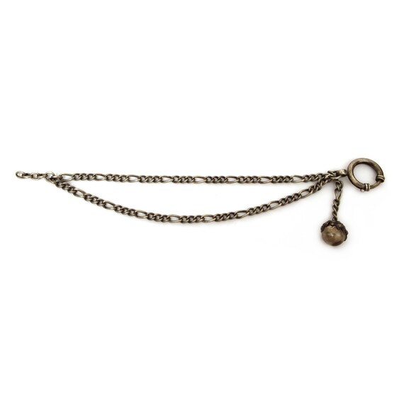 Antique 800 Silver Double Watch Chain with Ball F… - image 3