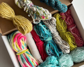 Destash Fiber Pack - Beginner Weaving Fibre Yarn Bundle - Ice Mermaid