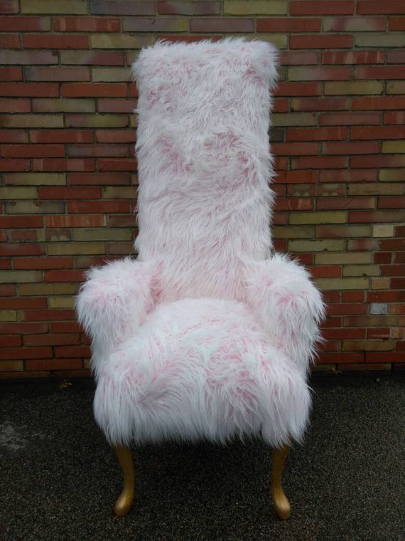 Accent Chair Pink Fur Chair Tall Chair High back Chair | Etsy