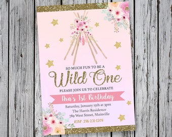 wild one birthday invitation etsy
