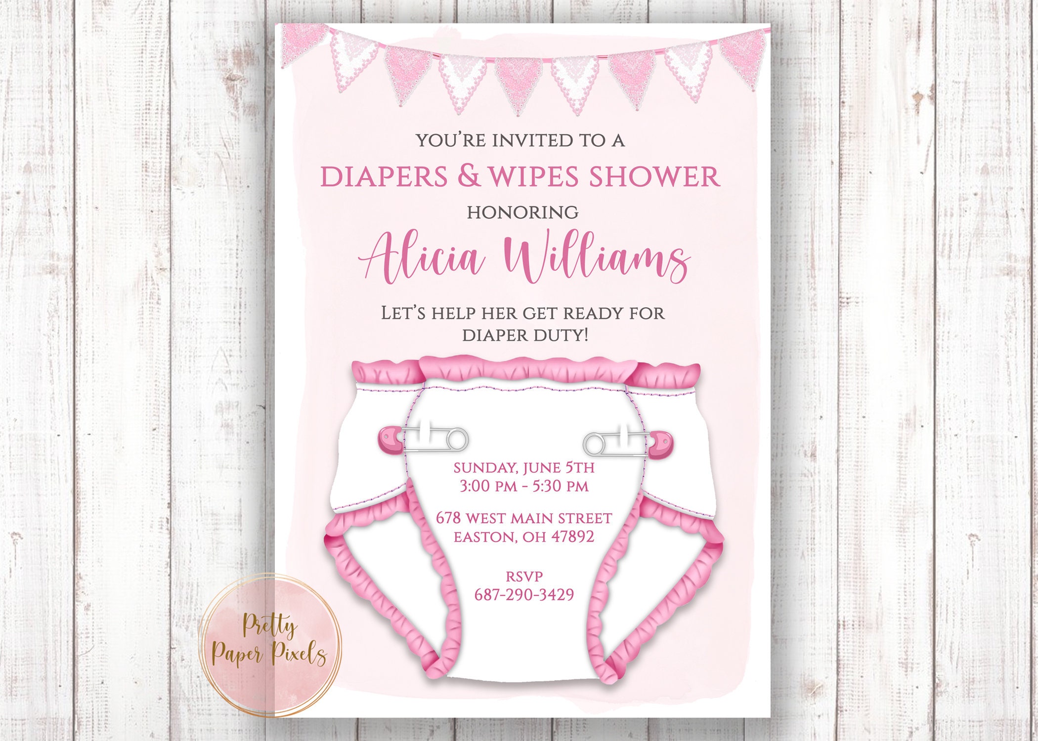 Diaper and Wipes Shower Diaper Shower Diapers Baby Girl Etsy