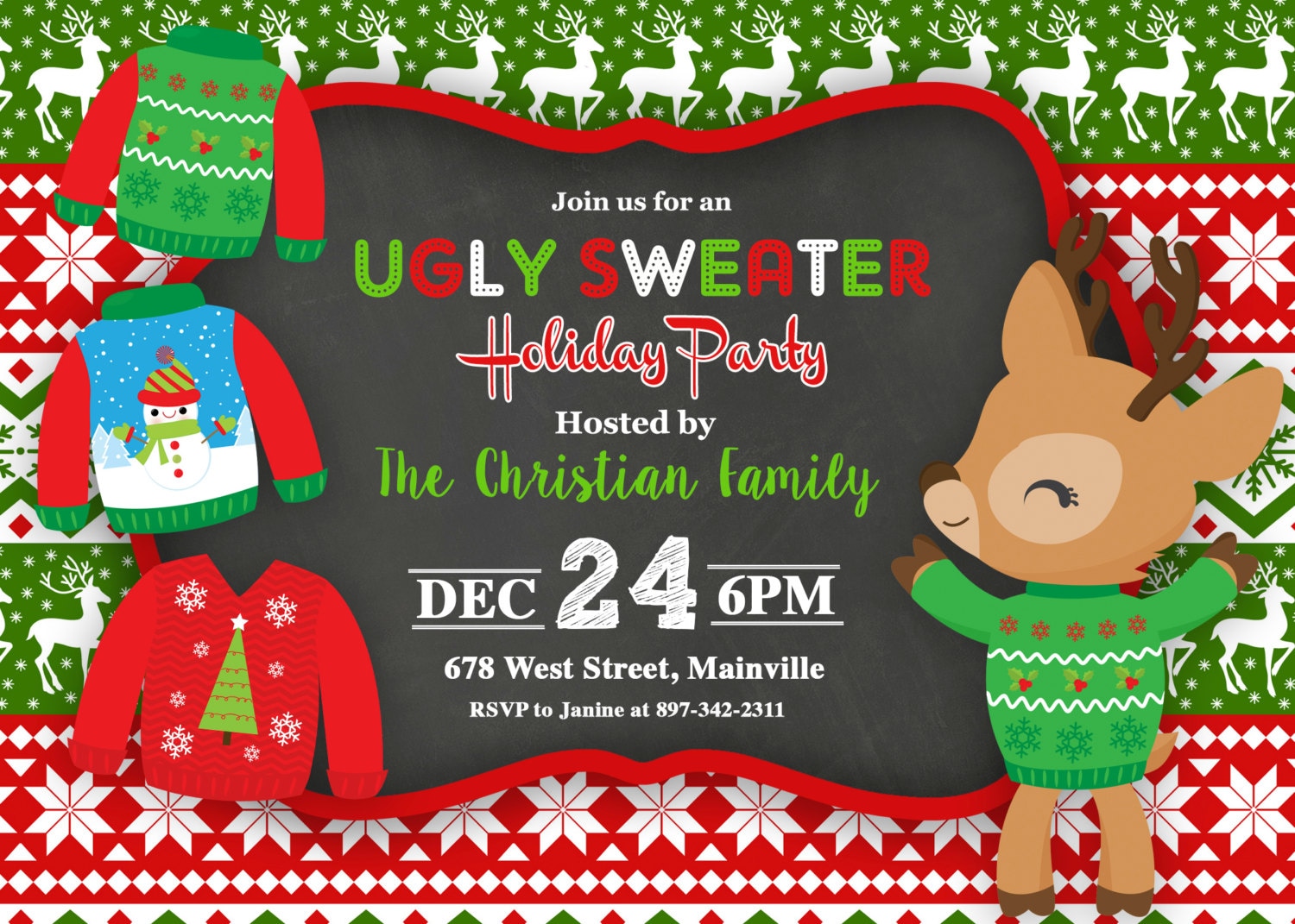 Ugly Sweater Invitation Christmas Party Ugly Sweater Party Etsy