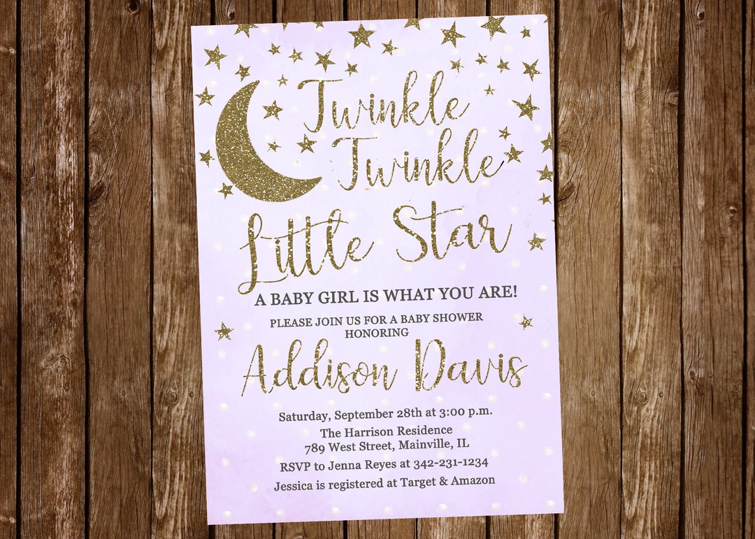 Twinkle Twinkle Little Star Baby Shower, Sprinkle Invitation, Twinkle ...