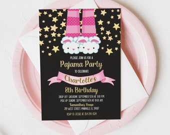Pajama Party Sleepover Birthday Party Invitation Slumber - Etsy Israel
