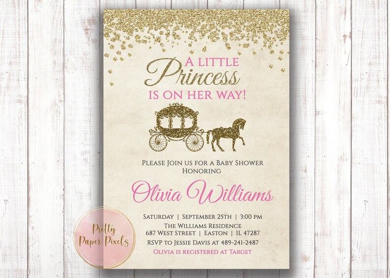 Princess Baby Shower Invitation Princess Baby Girl Etsy