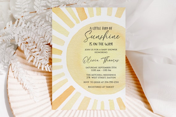 Retro Sunshine Babyparty Einladungen – 20 Stück Mit Umschlägen, 7,6x15,2 Cm, Sonniges Design Für Baby-Shower