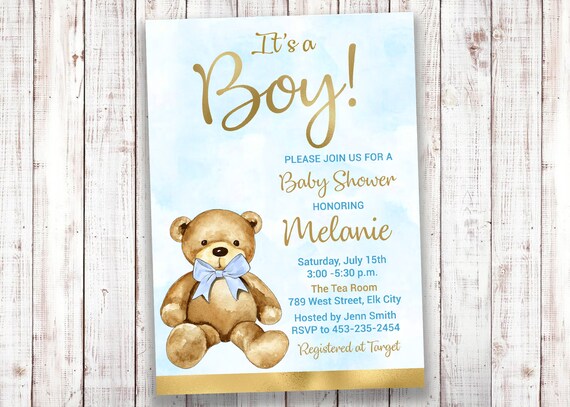 bear baby shower invitations