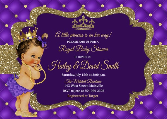 lavender and gold baby shower invitations