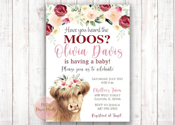 Printable Highland Cow Baby Baby Shower Invite (Download Now) 