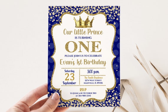 Prince First Birthday Invitation, Prince, Royal, 1st Birthday, One