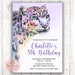 Snow Leopard Birthday Party Invitation, Leopard, Cheetah, Birthday Invitation, Purple, Pink, Teen, Tween, Digital or Printed 
