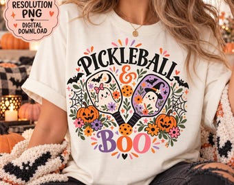 Halloween Pickleball PNG, Pickleball & Boo PNG,  Pickleball Sublimation, Halloween Pickleball Shirt Design, Instant Digital Download