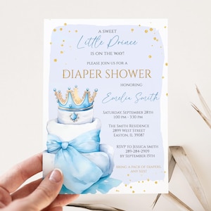 Invito per baby shower con pannolini per bambini a tema "Il piccolo principe", invito per baby shower per bambini, baby shower con pannolini per bambini, pannolini e salviette, digitale o stampato