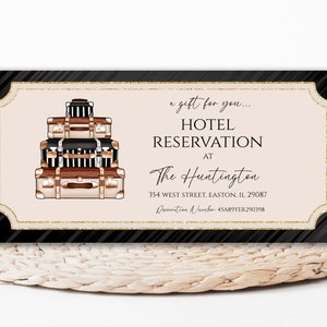 DOWNLOAD IMMEDIATO Prenotazione hotel voucher biglietto certificato regalo stampabile, modello modificabile