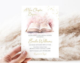 Book Themed Bridal Shower Invitation, Library Bridal Shower Invite, Book Lover Bride, Fantasy, New Chapter Begins, Digital or Printed