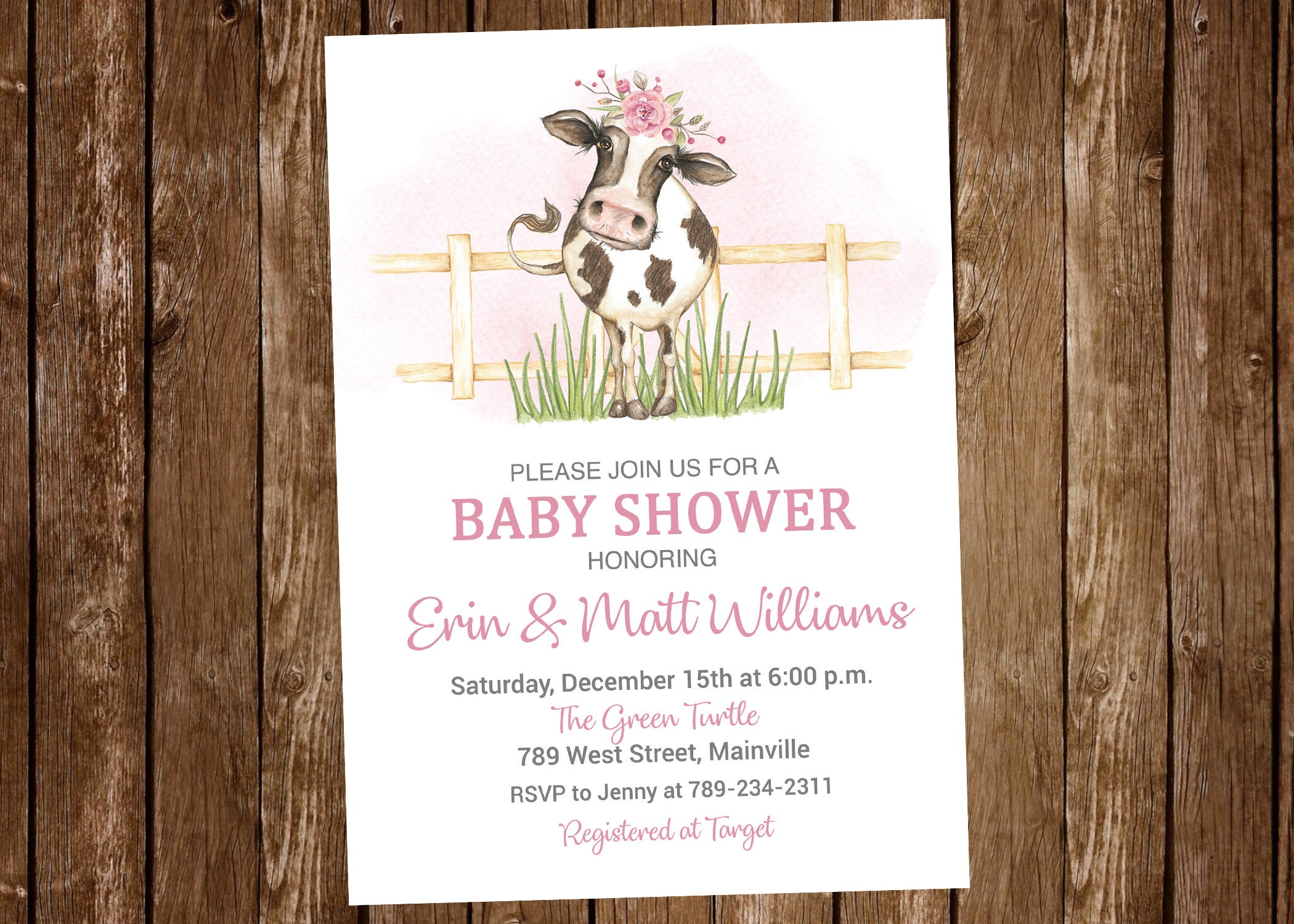 Cow Baby Shower Invitation Cow Baby Shower Girl Farm Baby Etsy
