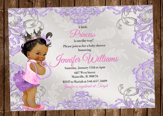 purple and silver baby shower invitations
