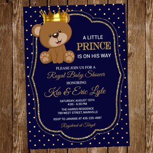 Teddy Bear Baby Shower, Ragazzo, Blu, Orso Principe, Safari, Baby Shower, Invito, Teddy, Festa, Principe, Digitale o Stampato