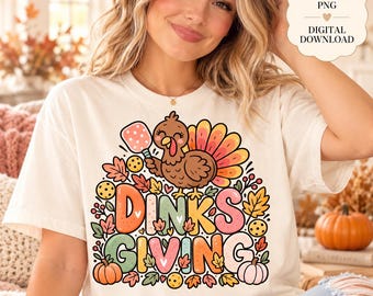 Thanksgiving Pickleball PNG, Dinks Giving Turkey Design, Herbst-Sublimation, Sofortiger digitaler Download