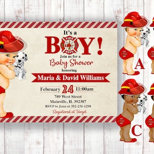 Baby shower pompiere, invito baby shower pompiere, baby shower, invito, neonato, digitale o stampato