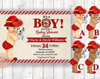 Fireman Baby Shower, Firefighter Baby Shower Invitation, Baby Shower, Invitation, Baby Boy, Digital or Printed