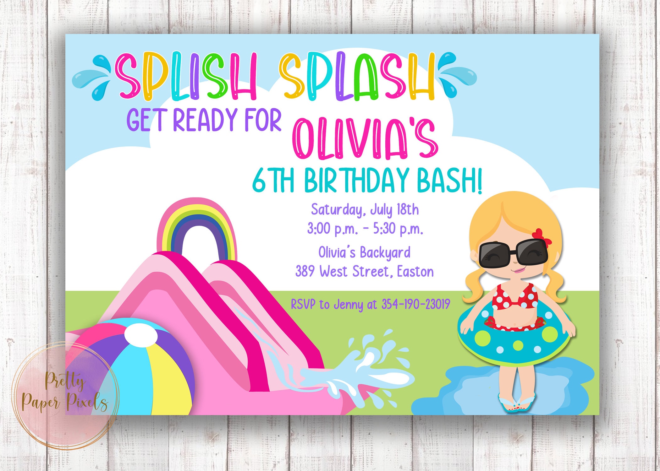 Splish Splash Birthday Party Invitation Water Pool Party Etsy Australia