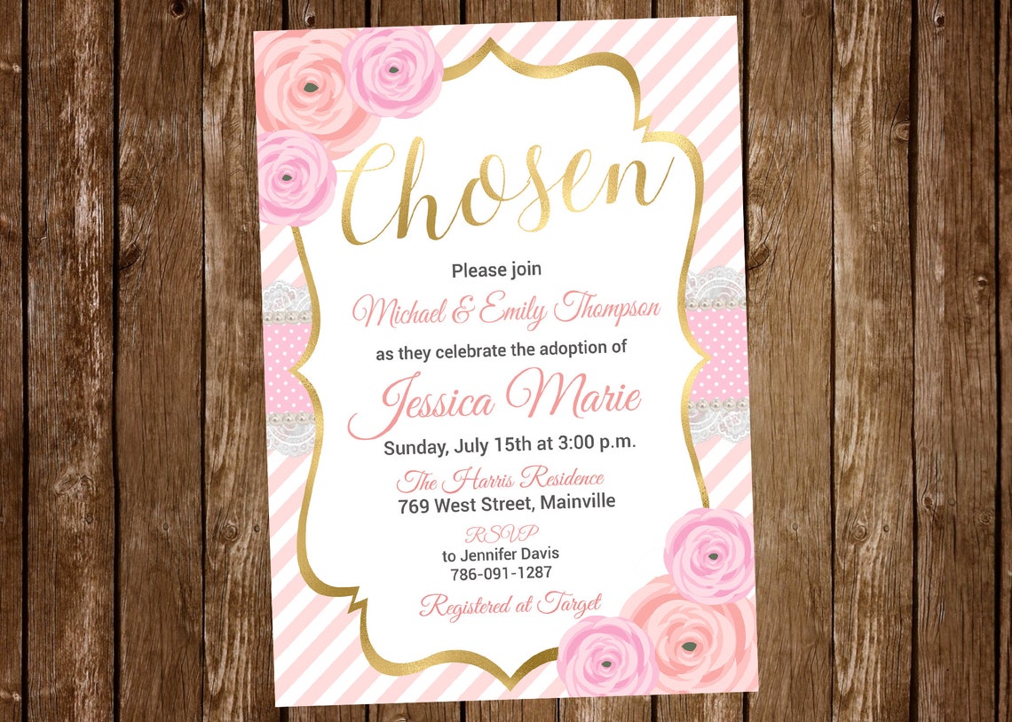 Adoption Invitation Adoption Baby Shower Girl Baby Girl Etsy